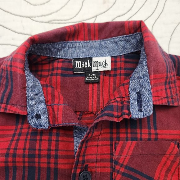 FREE W/ BUNDLE [12M] Red Plaid Mick Mack Button Up - Picture 5 of 6